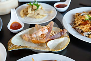 Food platter combo set of traditional Cantonese yum-cha Asian gourmet cuisine