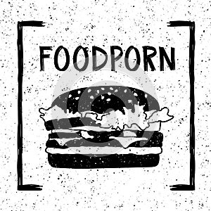 Food porn witn burger illustration