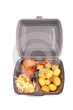 Food in portable plastic box