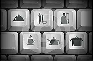 Food Preperation Icons on Computer Keyboard Buttons