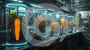 Food preservation in a futuristic sci-fi laboratory with advanced technology photo