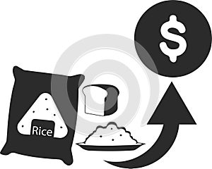 Food price hike icon, Food icon, Food price high black vector  icon