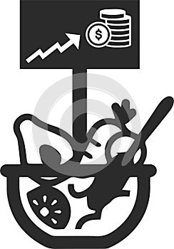 Food price hike icon, Food icon, Food price high black vector  icon