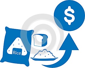 Food price hike icon, Food icon, Food price high blue vector  icon