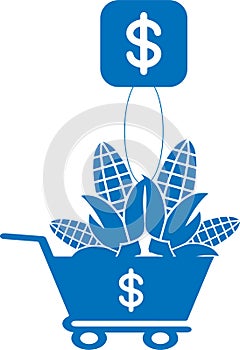 Food price hike icon, Food icon, Food price high blue vector  icon