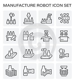 Food processing and bottle icon set