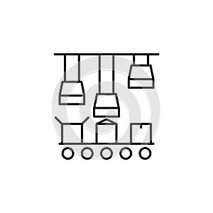 Food processing industry icon. Automated line confectionery. Vector illustration in modern style