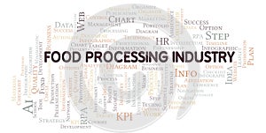 Food Processing Industry typography word cloud create with the text only.