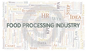 Food Processing Industry typography word cloud create with the text only.