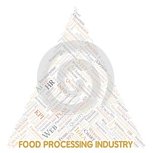 Food Processing Industry typography word cloud create with the text only.