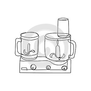 Food processor, stand mixer continuous line drawing. One line art of home appliance, kitchen, electrical, blender, meat