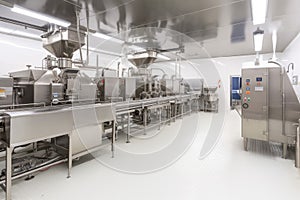 food production facility, with various machines and industrial equipment used to process food