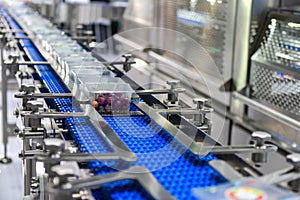 Food products boxs transfer on Automated conveyor