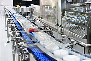 Food products boxs transfer on Automated industrial