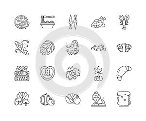 Food products line icons, signs, vector set, outline illustration concept