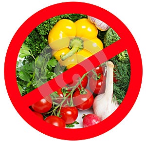 Food prohibited for import into the country. The round frame made of vegetables. .