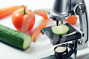 food quality control concept - cucumber inspection