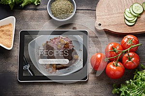 Food recipes on tablet computer