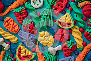 food replicas made with multicolored plasticine