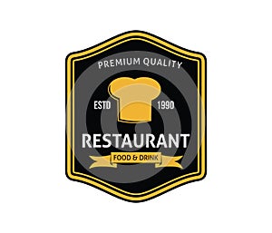 Food restaurant and cafe black gold badge logo design