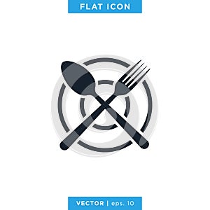 Food, Restaurant Icon Vector Logo Design Template. Spoon, Fork and Knife Object
