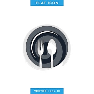 Food, Restaurant Icon Vector Logo Design Template. Spoon, Fork and Knife Object