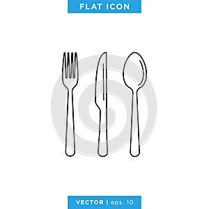 Food, Restaurant Icon Vector Logo Design Template. Spoon, Fork and Knife Object