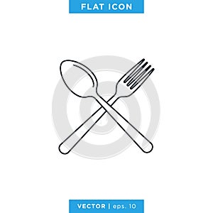 Food, Restaurant Icon Vector Logo Design Template. Spoon, Fork and Knife Object