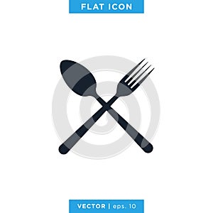 Food, Restaurant Icon Vector Logo Design Template. Spoon, Fork and Knife Object