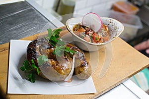 Food in restaurante, kitchen clean and harmony photo