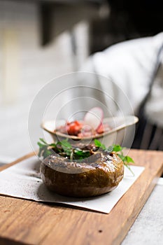 Food in restaurante, kitchen clean and harmony photo