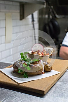 Food in restaurante, kitchen clean and harmony photo