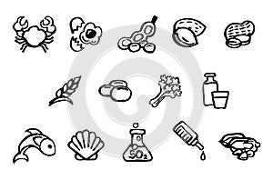 Food Safety Icons Watercolor Ink Brush Style photo