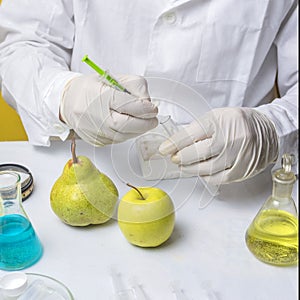 Food safety inspector testing fruit from the market