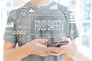 Food safety with man using a smartphone