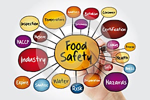 Food safety mind map flowchart with marker, concept for presentations and reports