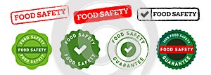 food safety rectangle circle green and red color stamp label culinary audit safe sign