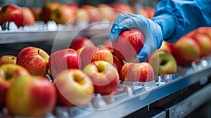 food safety standards, in the food testing lab, apples undergo quality control checks to meet safety and standards photo