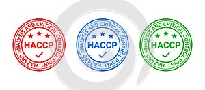 Food safety system badge. HACCP certified stamp. Vector illustration