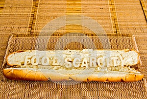 Food scarcity word on baguette