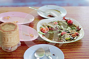 Food scraps placed on the table