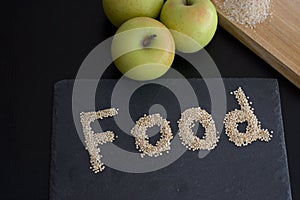 Food scribed with real food in a table