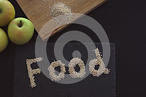 Food scribed with real food in a table