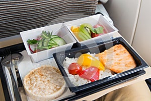 Food served in a passenger aircraft