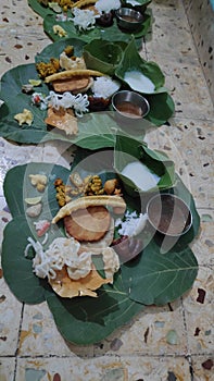 Food served in patravali