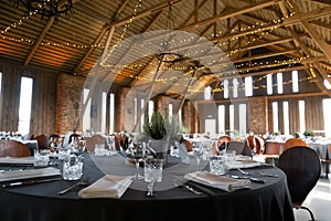 Food served on round table in a white hall during a Birthday corporate party in Eastern European Baltic Riga Latvia -