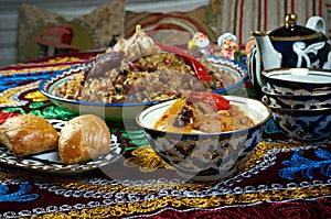 Food set Central Asian cuisine