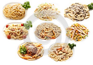 Food set of different pasta