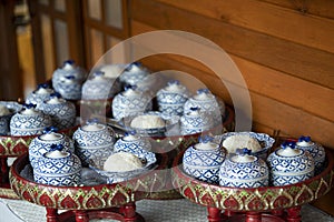 Food set for the monks For religious ceremonies in Thailand