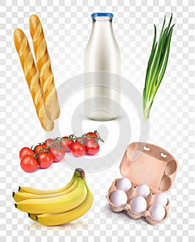 Food set. Vector illustration on a transparent background